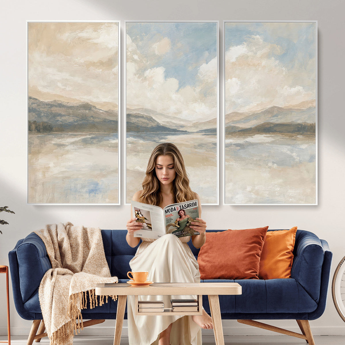 12998065-MGV-CV-36X24 - Serene Mountain and Lake Landscape Canvas Wall Art