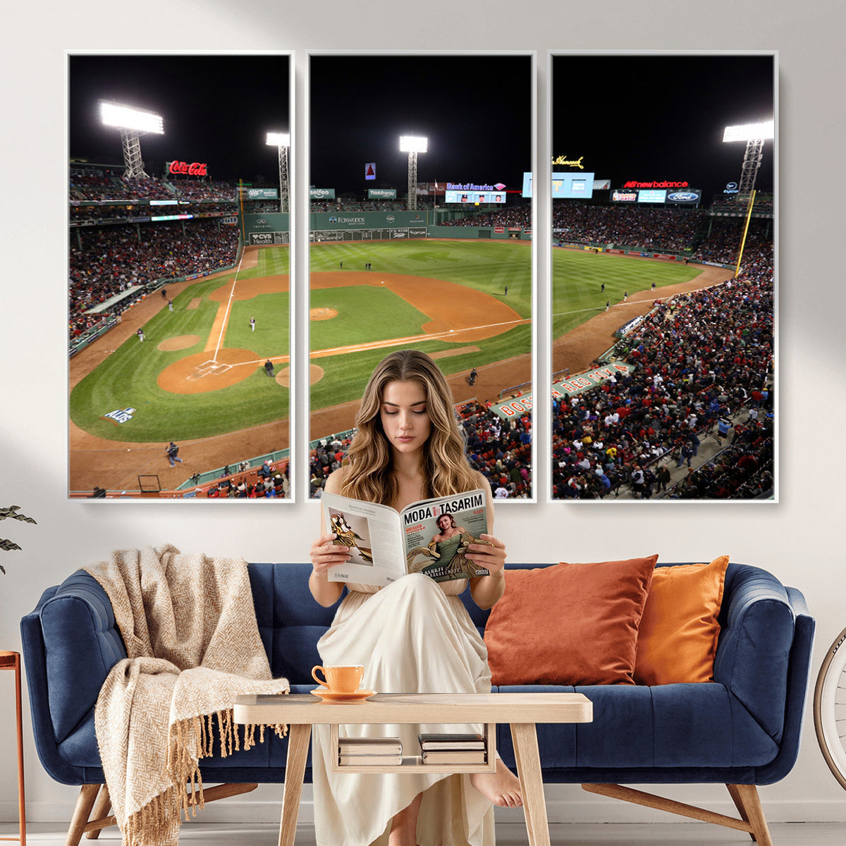 86945D-MGV-CV-36X24 - Fenway Park Boston Red Sox Baseball Stadium Wall Art Canvas Print for Gift Baseball Lover MLB Wall Art College Dorm Wall Decor Baseball Gift