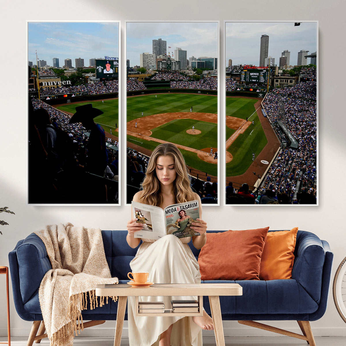 34859D-MGV-CV-36X24 - Chicago Cubs Baseball Team Print - Wrigley Field Stadium