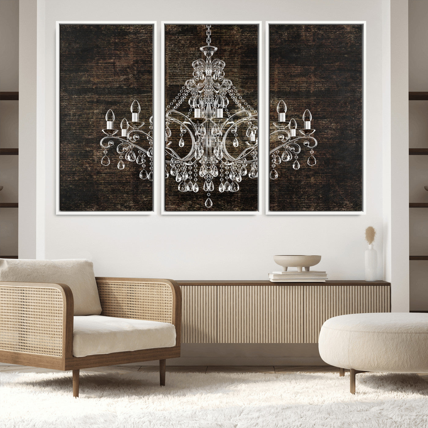 69434-MGV-FC-60X40-3P_White-Rustic Chandelier Canvas Print