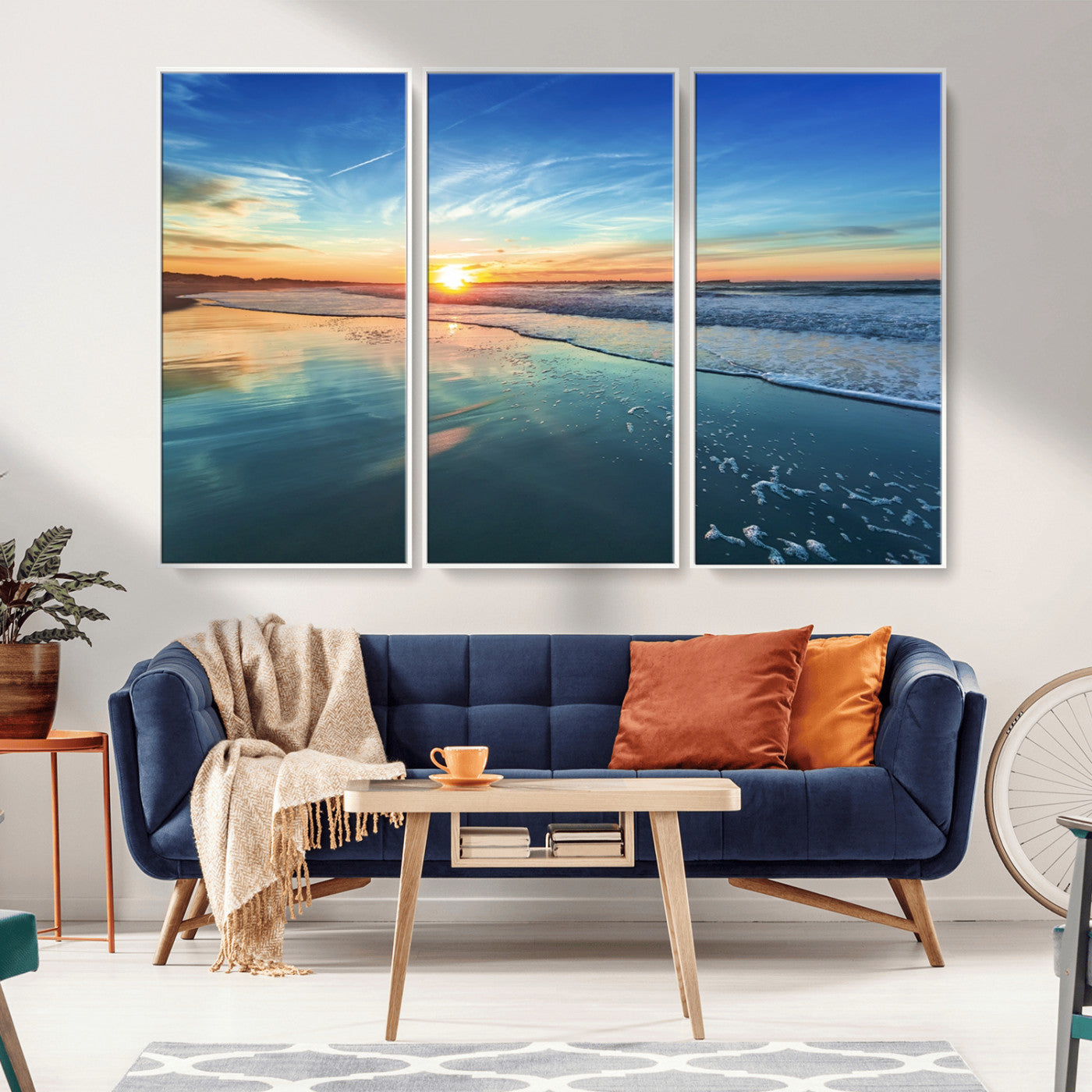 MGV-FC-48X32-3P - Blue Sky and Beach Wall Art Canvas Print