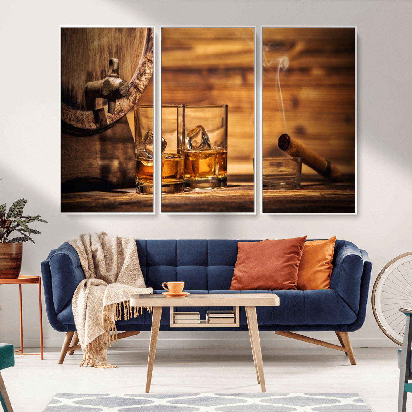 MGV-FC-48X32-3P - Rustic Whiskey and Barrel Canvas Print