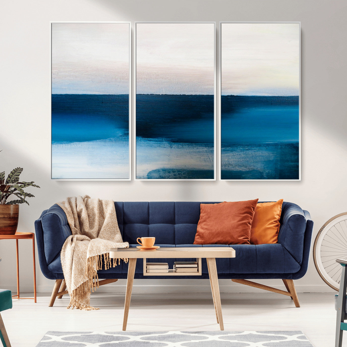 MGV-FC-48X32-3P - Dark Blue Abstract Wall Art Canvas Print