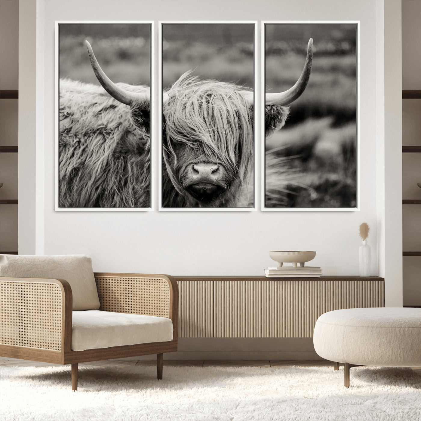 67365-MGV-FC-60X40-3P_White-Cow Focus Canvas Wall Art Print