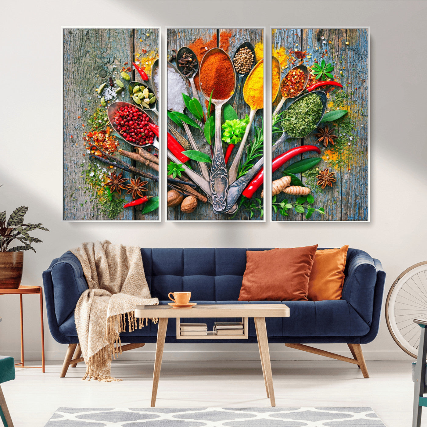 MGV-FC-48X32-3P - Kitchen Wall Art Print - Spoonful of Spices Cooking Wall Art Canvas Print - Vibrant Kitchen Decor