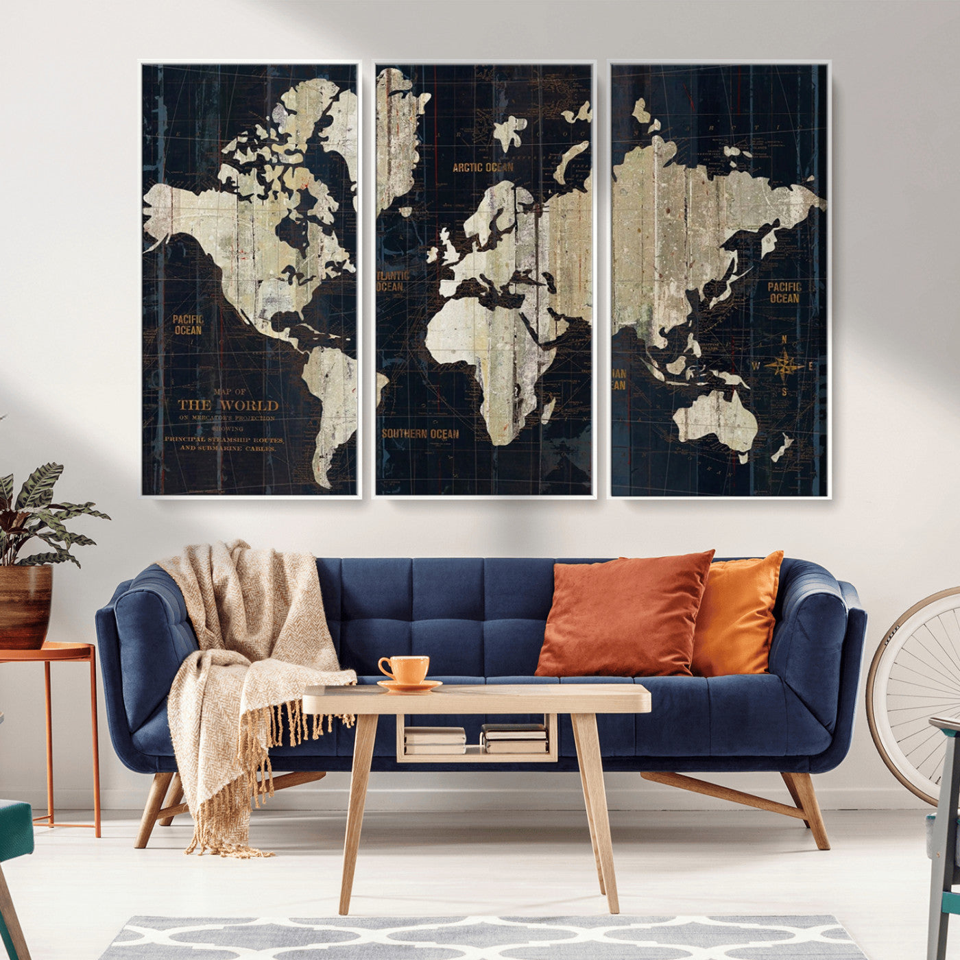 MGV-FC-48X32-3P - Push Pin World Map Canvas Print – Framed Wall Art for Couples to Track Their Travels – Anniversary