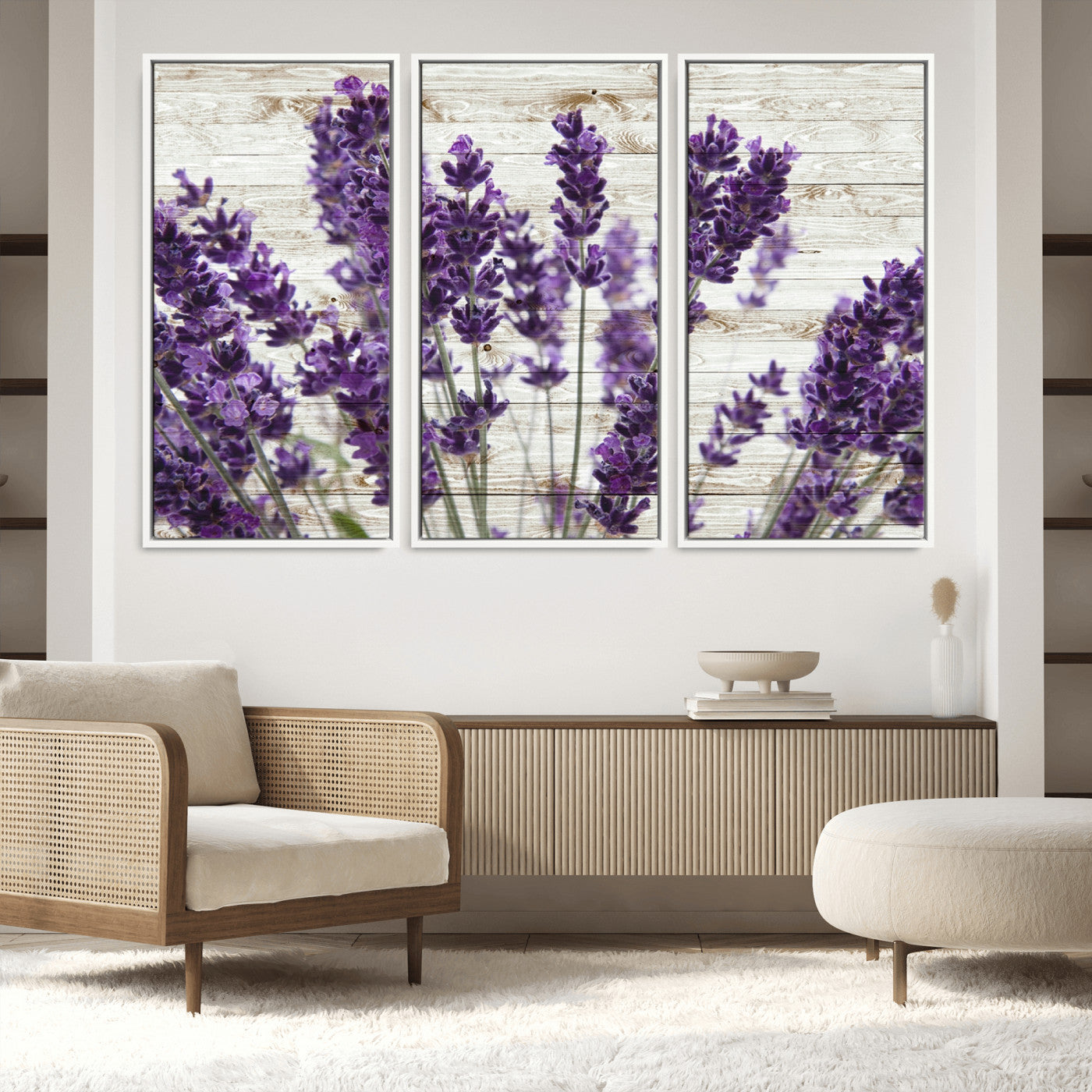 21208-MGV-FC-60X40-3P_White-Lavender Herb Wall Art Canvas Print