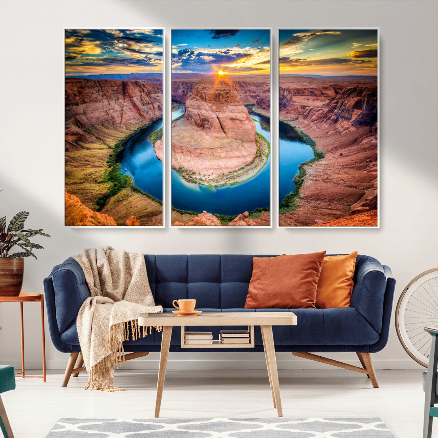 MGV-FC-48X32-3P - Sunset on the Horseshoe Bend Grand Canyon, Horseshoe Bend Grand Canyon Canvas Wall Art Print