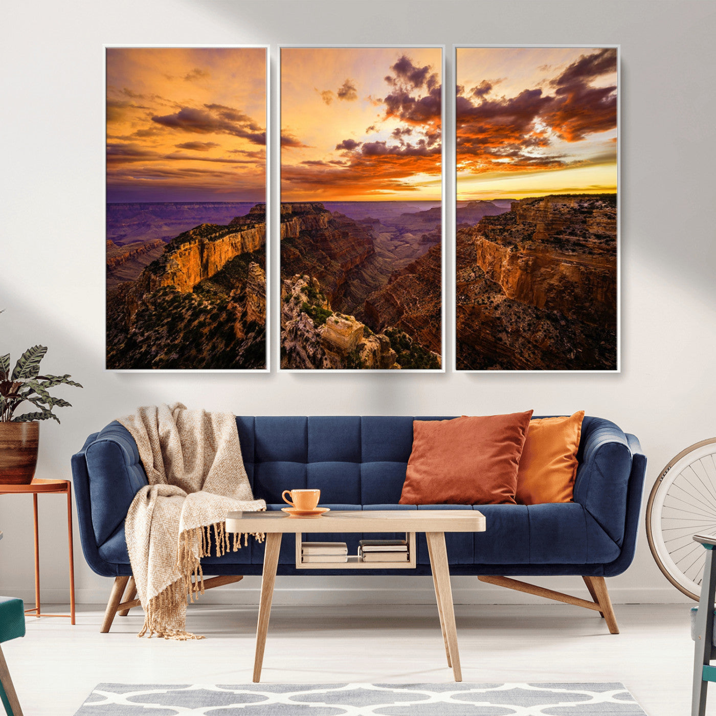 MGV-FC-48X32-3P - Mesmerizing Sunset from Grand Canyon Nal Park Wall Art, Grand Canyon Canvas Print