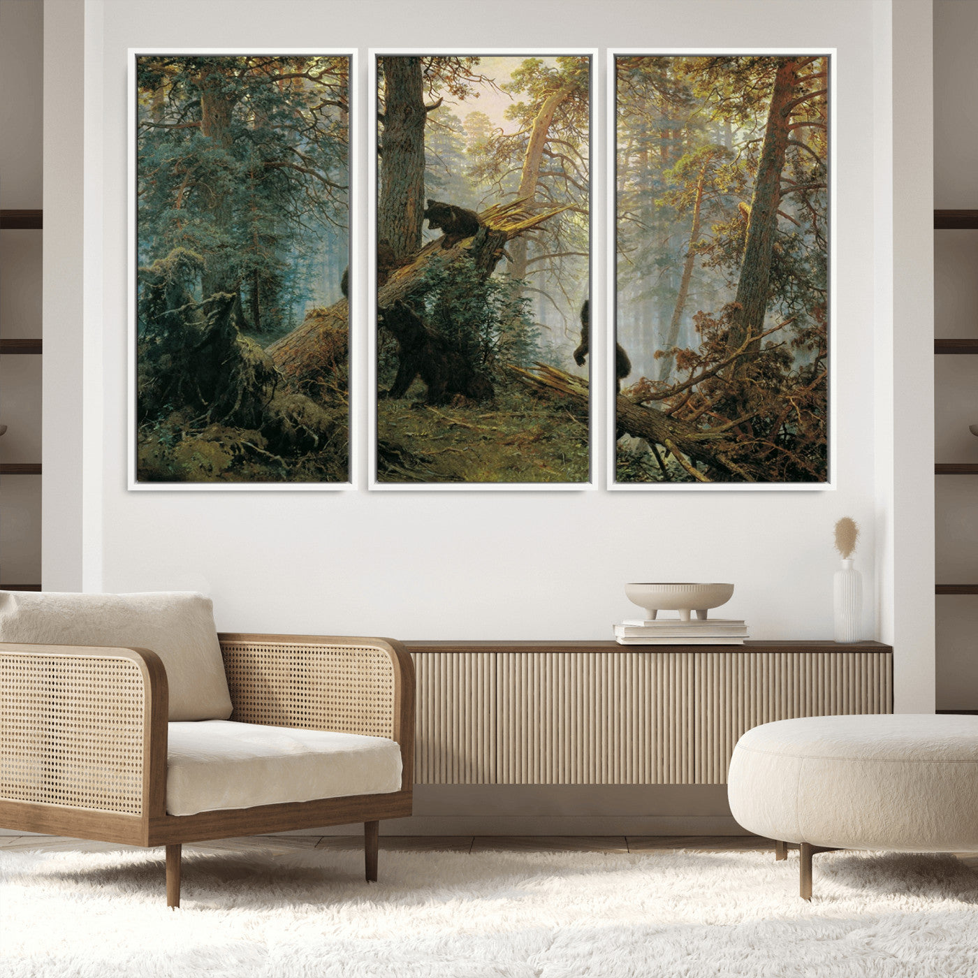 14144-MGV-FC-60X40-3P_White-Grizzly Bear Cubs Wall Art Canvas Print