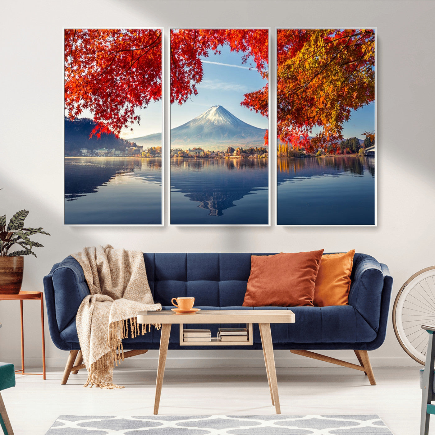 MGV-FC-48X32-3P - Mount Fuji Canvas Wall Art Japan Autumn Mountain Canvas Print Wall Art