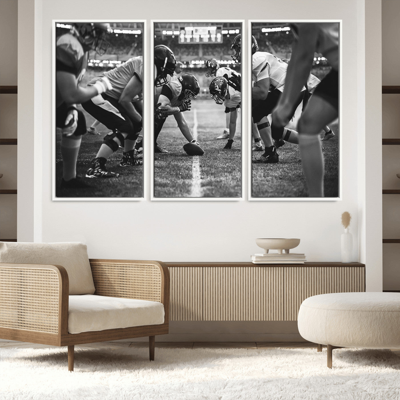 13273-MGV-FC-48X32-3P_White-American Football Wall Art Canvas Print, Stadium Sport Wall Art Print
