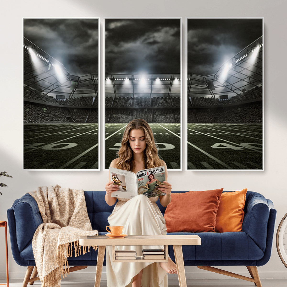 90107-MGV-CV-36X24 - American Football Stadium Wall Art Canvas Print, Stadium Sport Wall Art Print