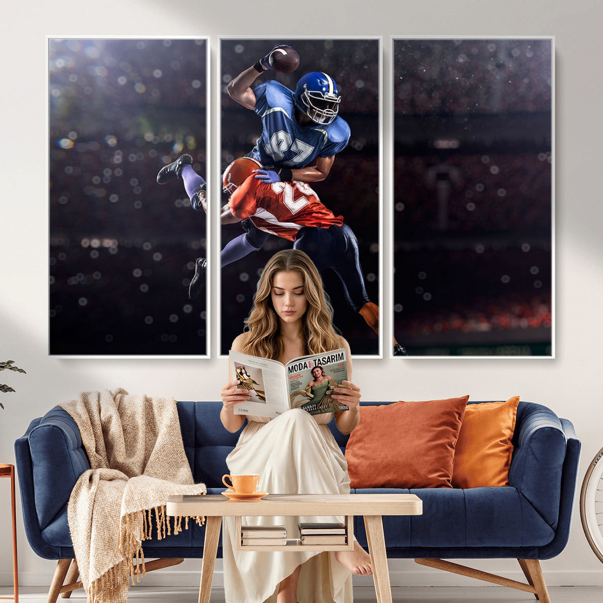 76491-MGV-CV-36X24 - American Football Wall Art Canvas Print, Stadium Sport Wall Art Print