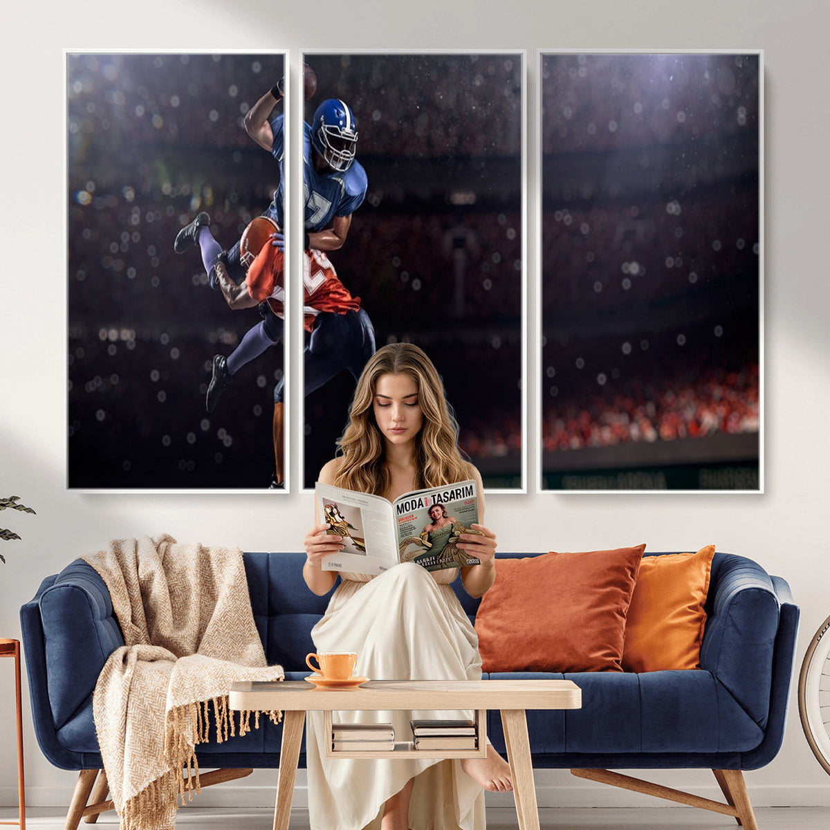 68009-MGV-CV-36X24 - American Football Wall Art Canvas Print, Stadium Sport Wall Art Print