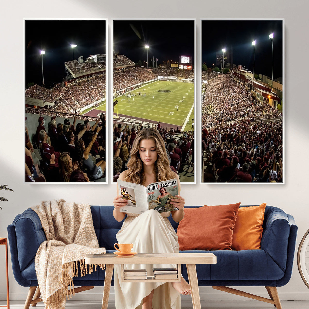 94126-MGV-CV-36X24 - Washington-Grizzly Stadium Canvas Wall Art | Exciting Game Night Atmosphere in Panoramic View