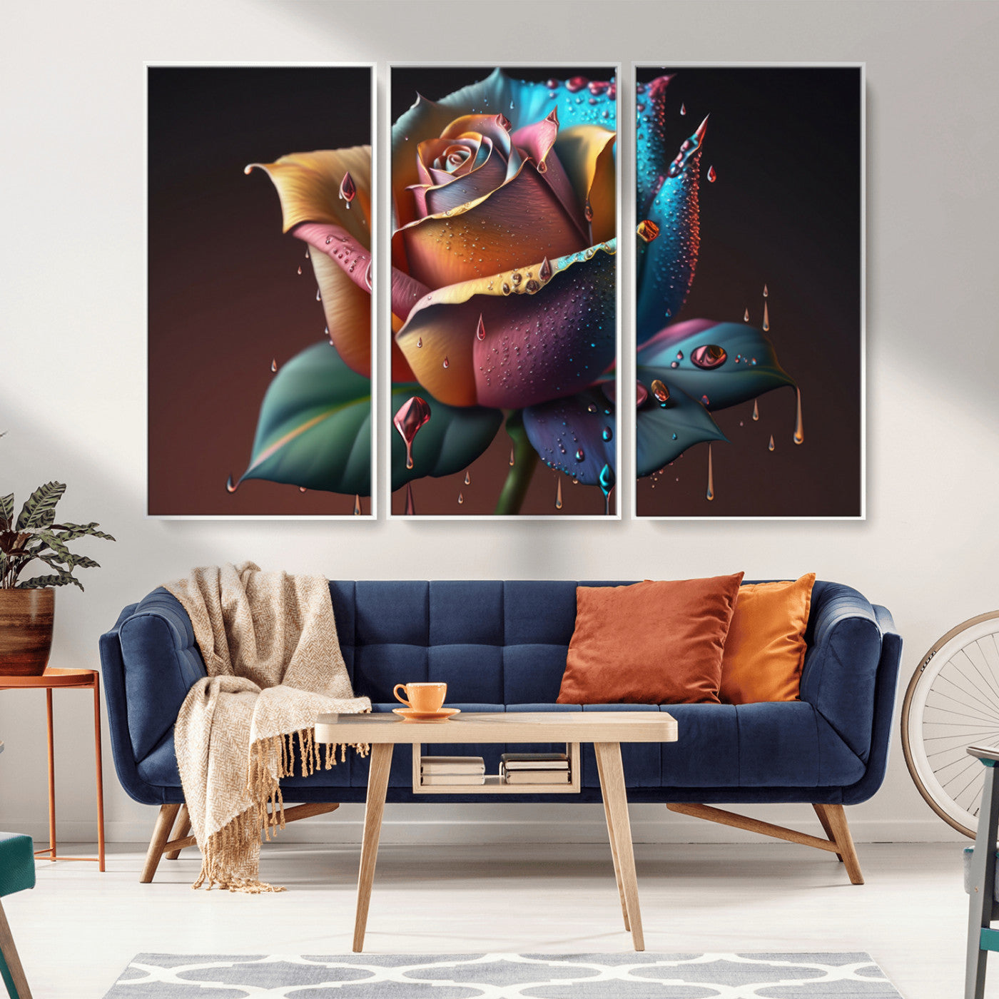 MGV-FC-48X32-3P - Abstract Rose Wall Art Canvas Print