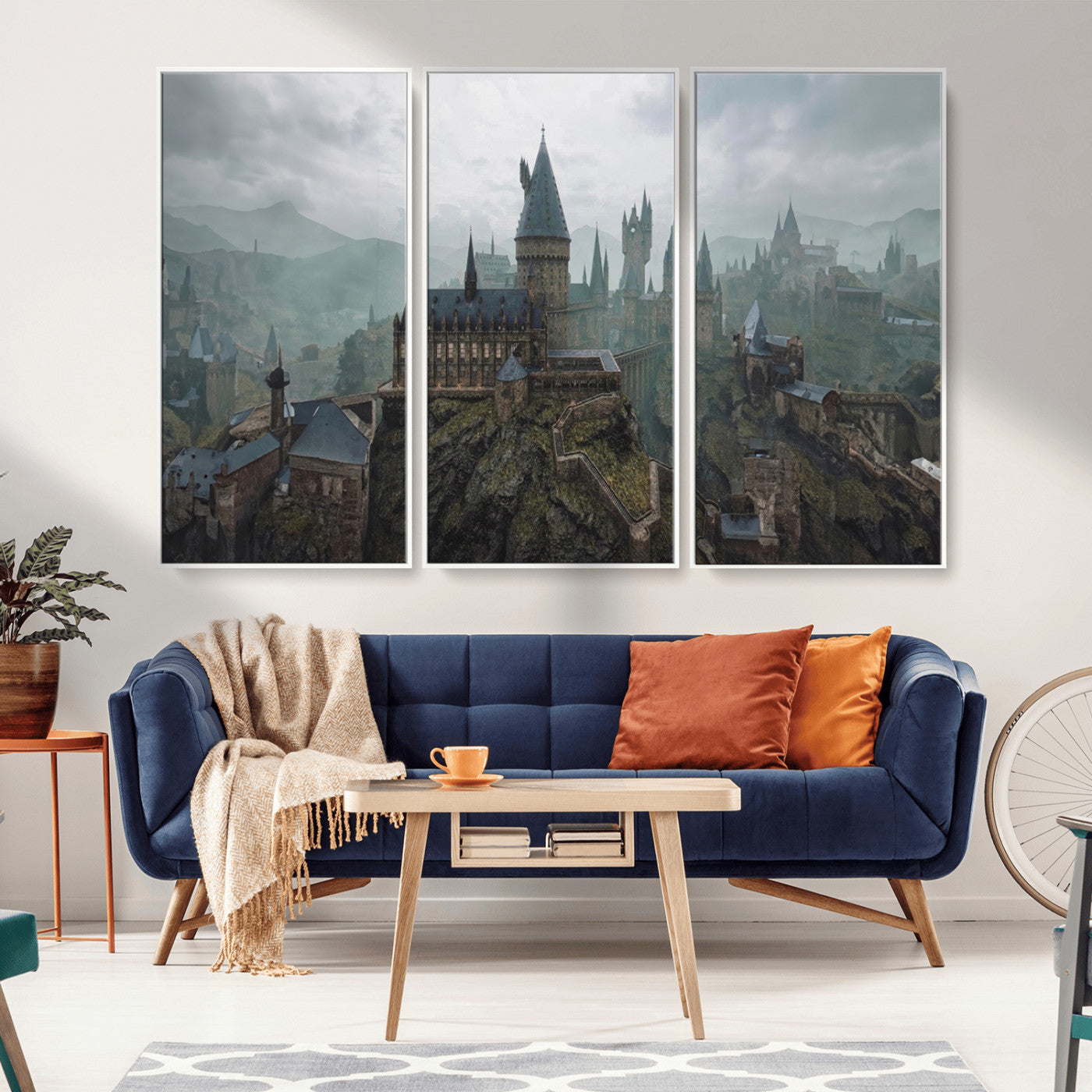 MGV-FC-48X32-3P - Disney Castle Wall Art Canvas Print, Living Kids Home Room Decor Art Print