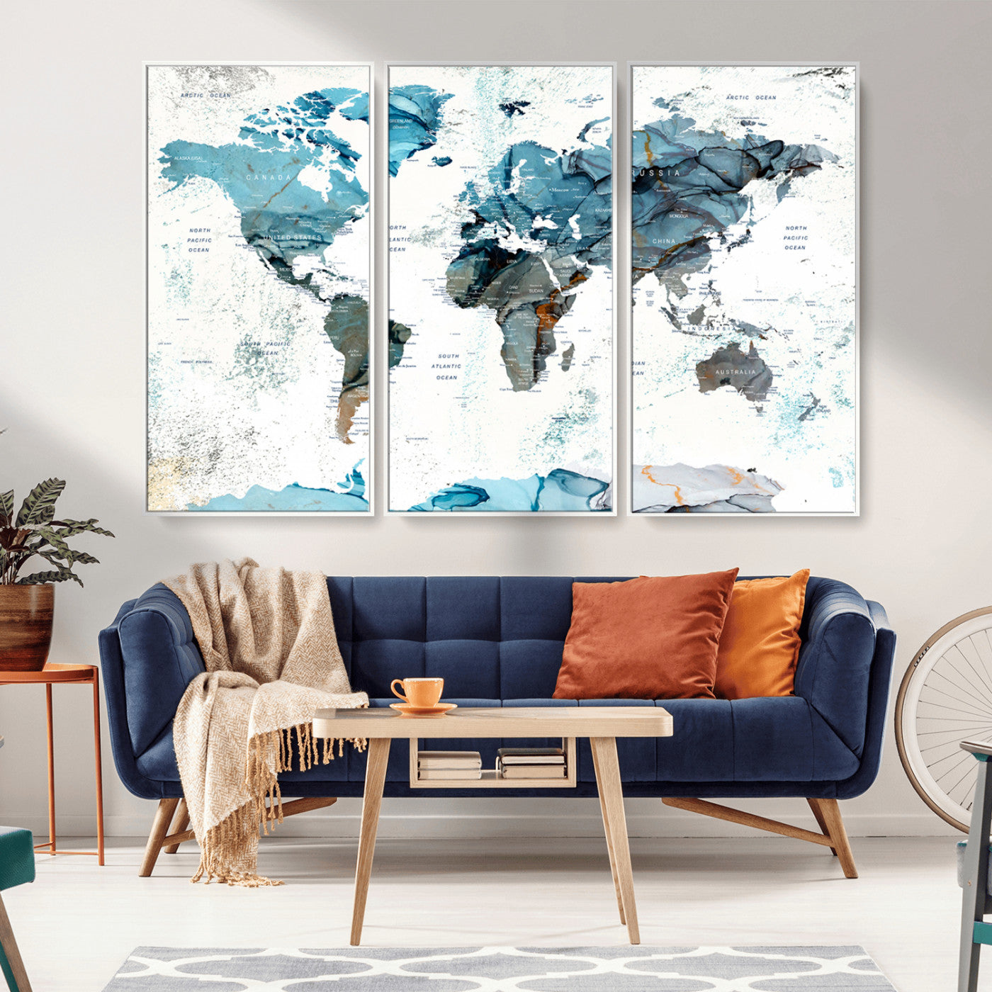 MGV-FC-48X32-3P - Push Pin World Map Canvas Print – Framed Wall Art for Couples to Track Their Travels – Anniversary