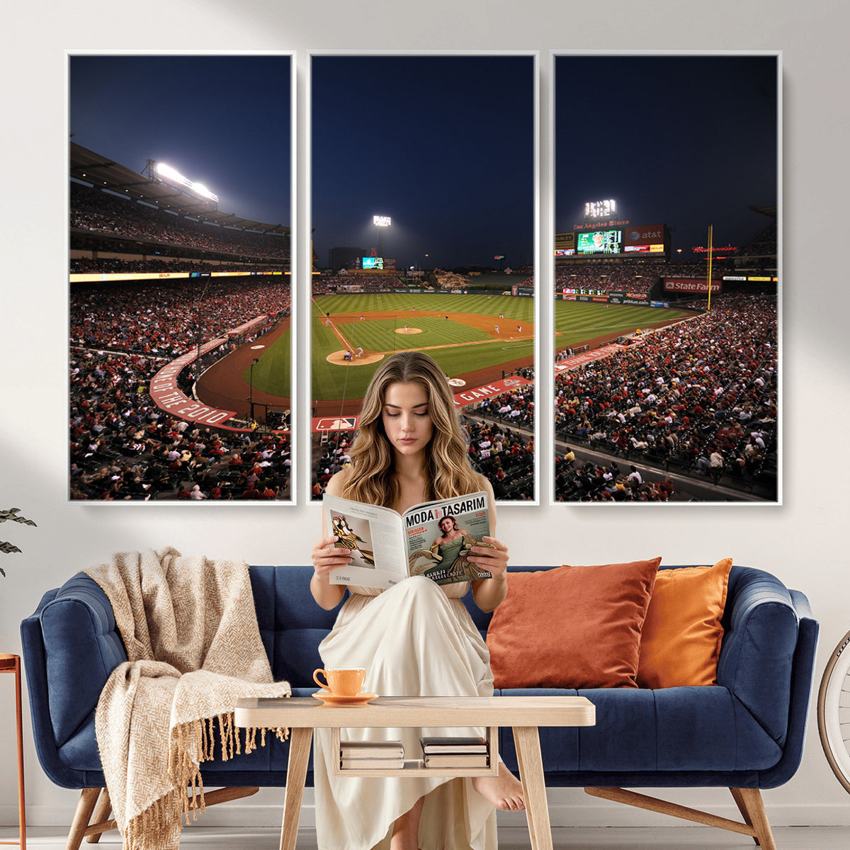 88896-MGV-CV-36X24 - Los Angeles Angels Baseball Team Print, Anaheim Angel Stadium Wall Art