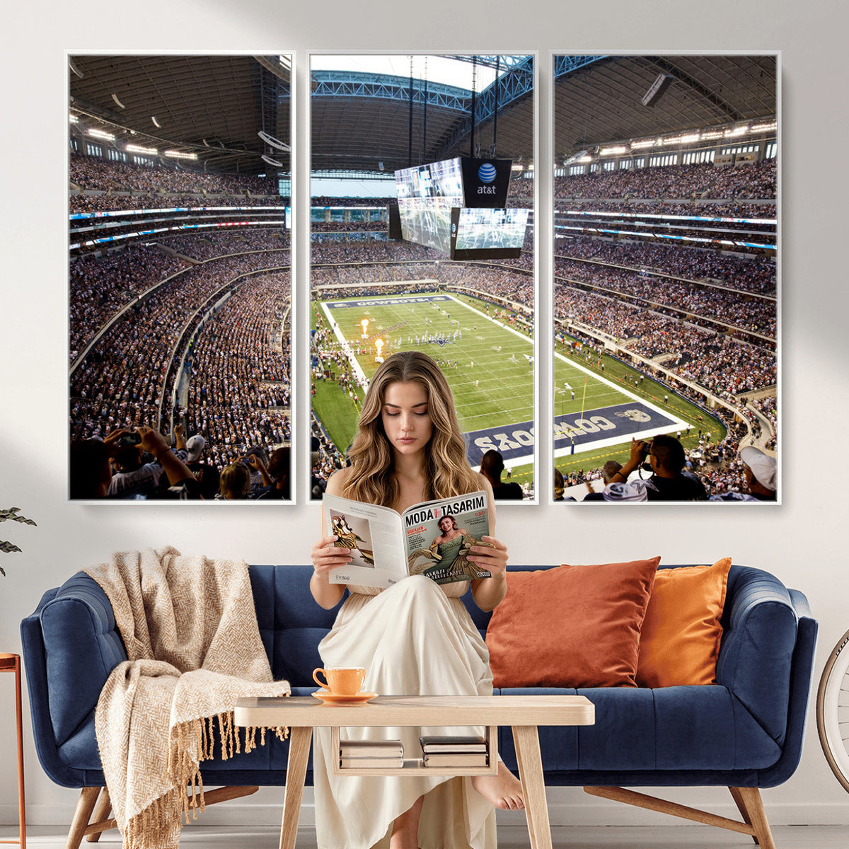 82096-MGV-CV-36X24 - Dallas Cowboys Football Team Print - Arlington AT&T Stadium Wall Art Canvas Print
