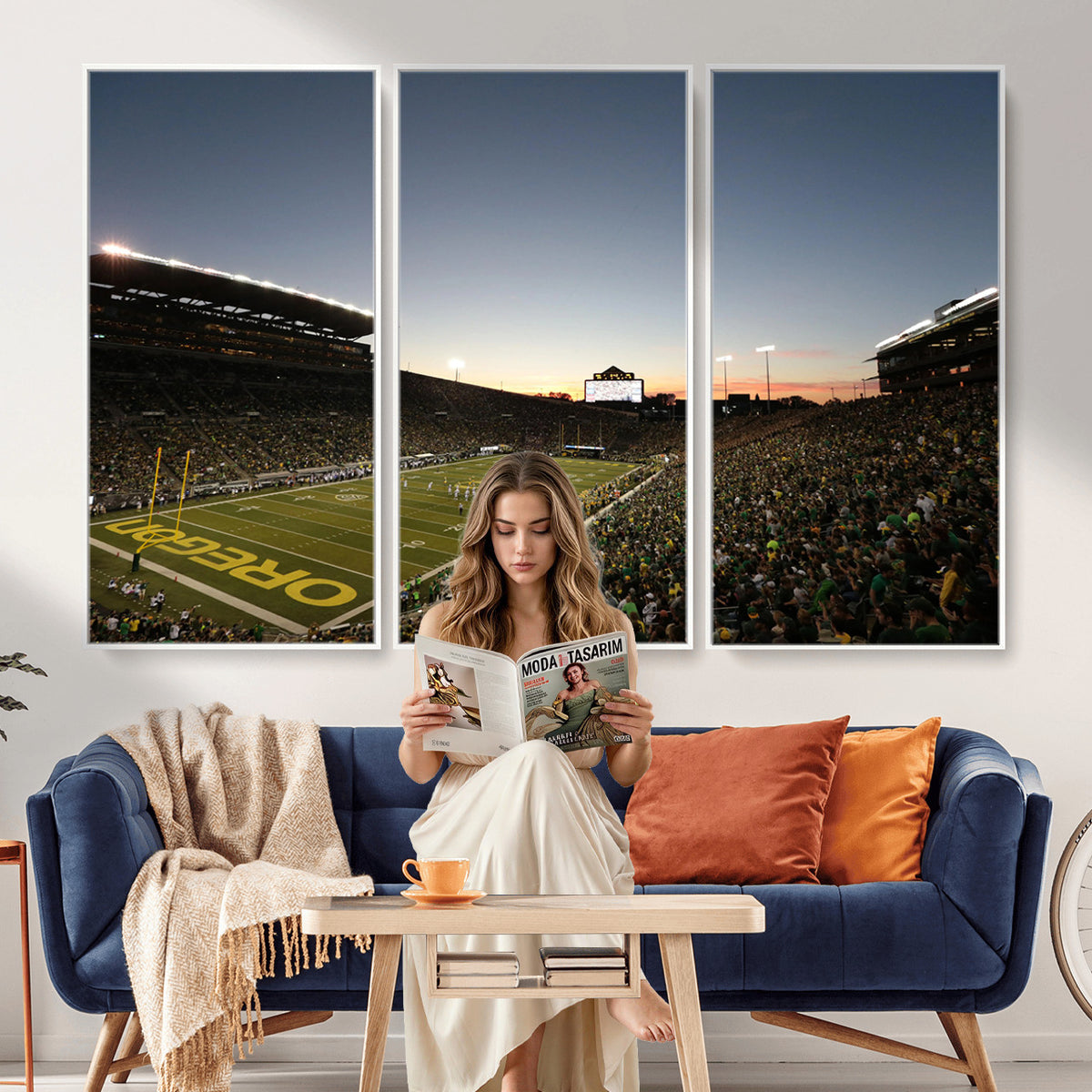 21429-MGV-CV-36X24 - Oregon Ducks Football Team Print - Eugene Autzen Stadium Wall Art Canvas Print