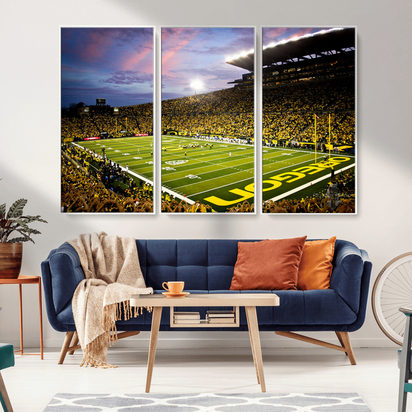 MGV-FC-48X32-3P - University of Oregon Ducks Football Team Print - Eugene Autzen Stadium Wall Art Canvas Print