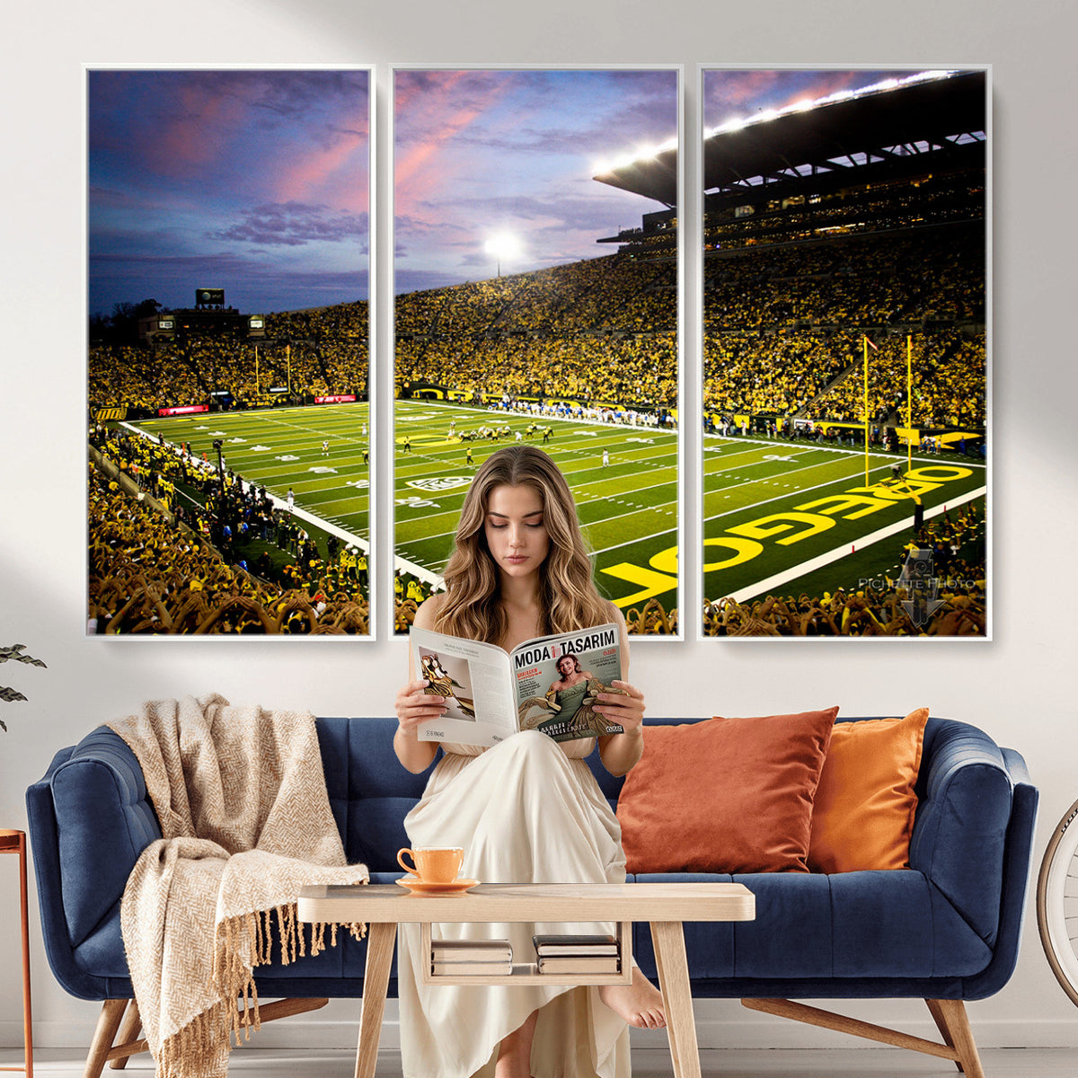 72017-MGV-CV-36X24 - University of Oregon Ducks Football Team Print, Eugene, Framed and Ready to Hang