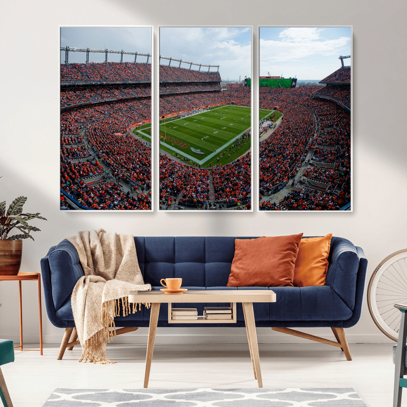 MGV-FC-48X32-3P - Denver Broncos Football Team Print - Empower Field Mile High Stadium Wall Art Canvas Print