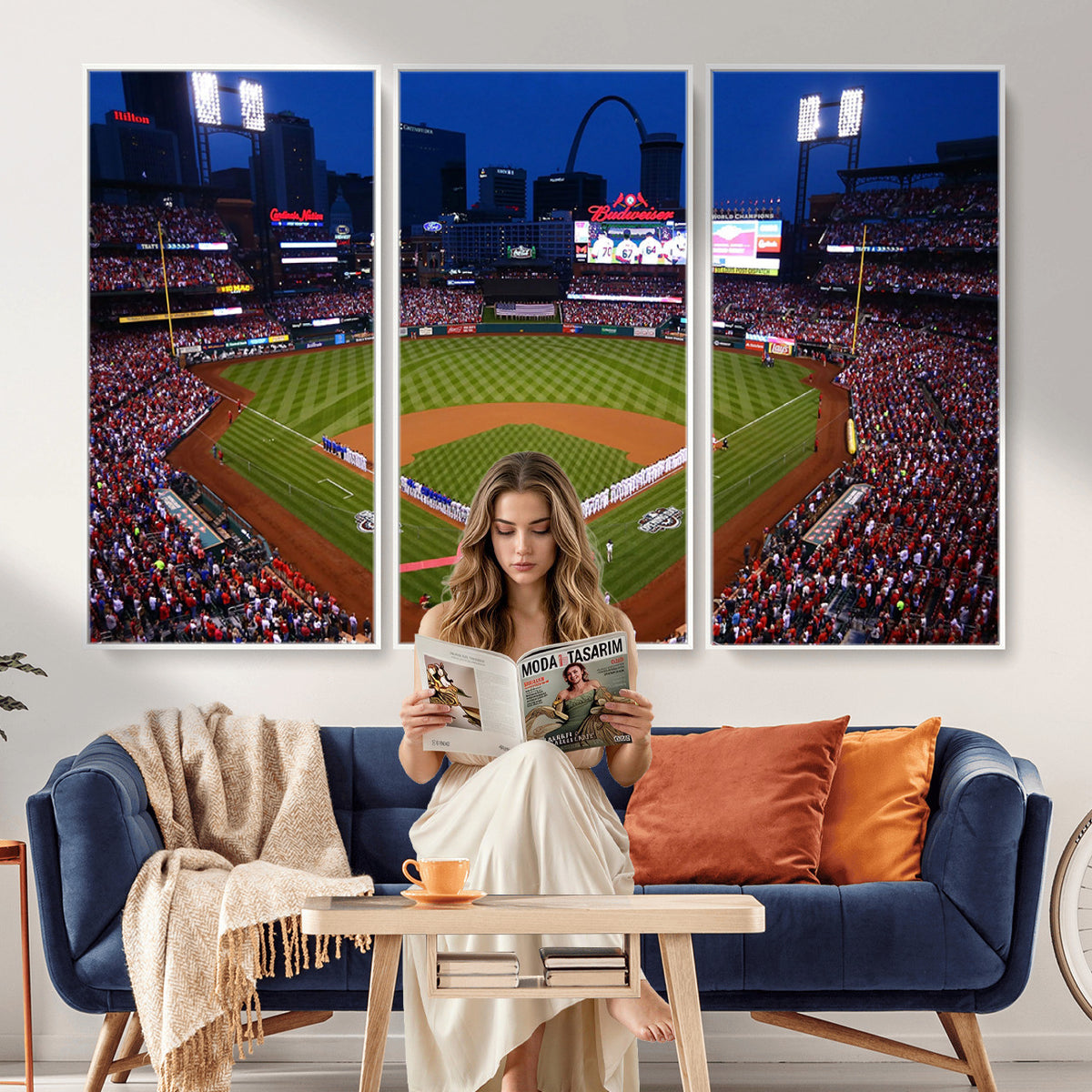 11925-MGV-CV-36X24 - St. Louis Cardinals Baseball Team Print, Busch Stadium Wall Art