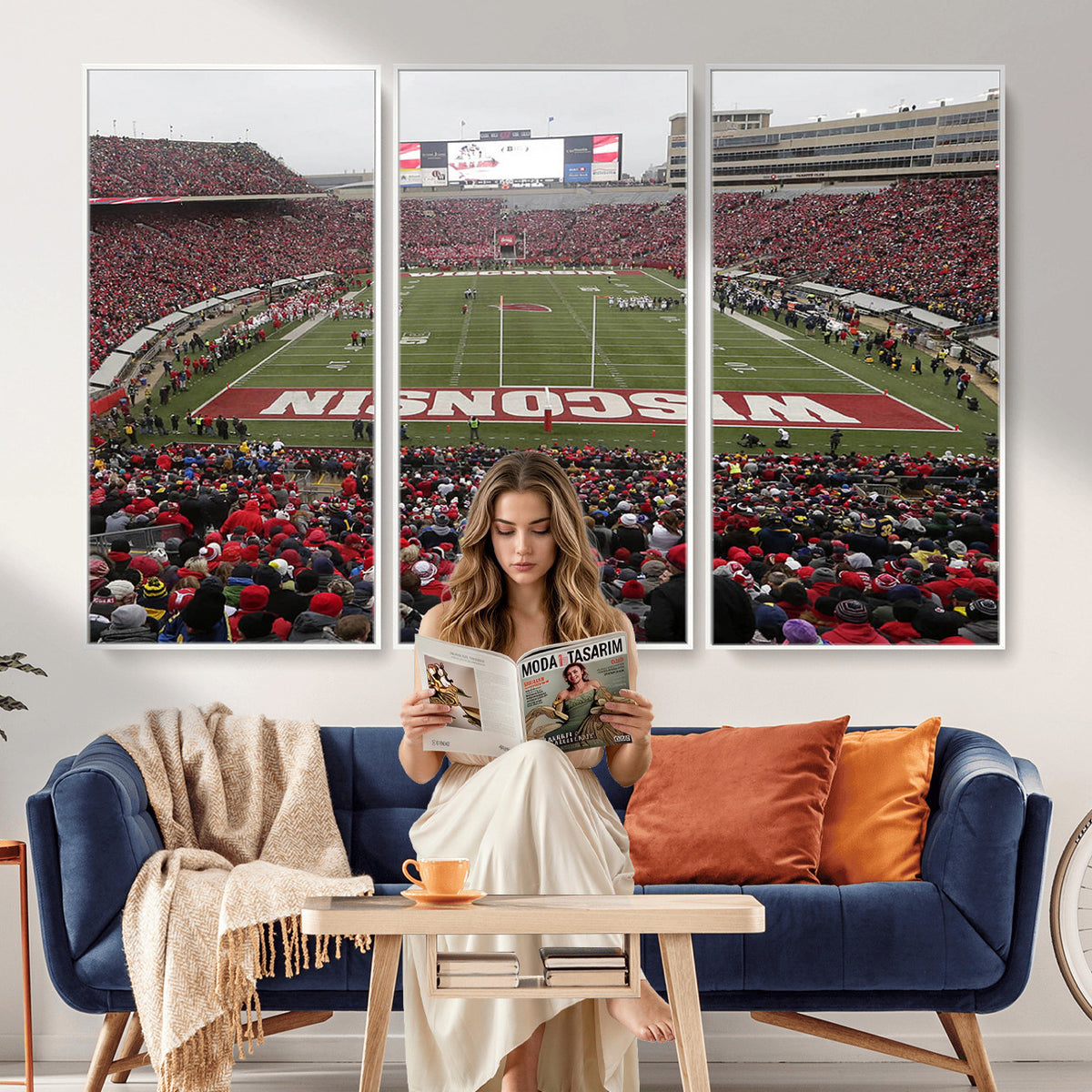 23461-MGV-CV-36X24 - Wisconsin Badgers Team Print Canvas, Madison Camp Randall Stadium Wall Art