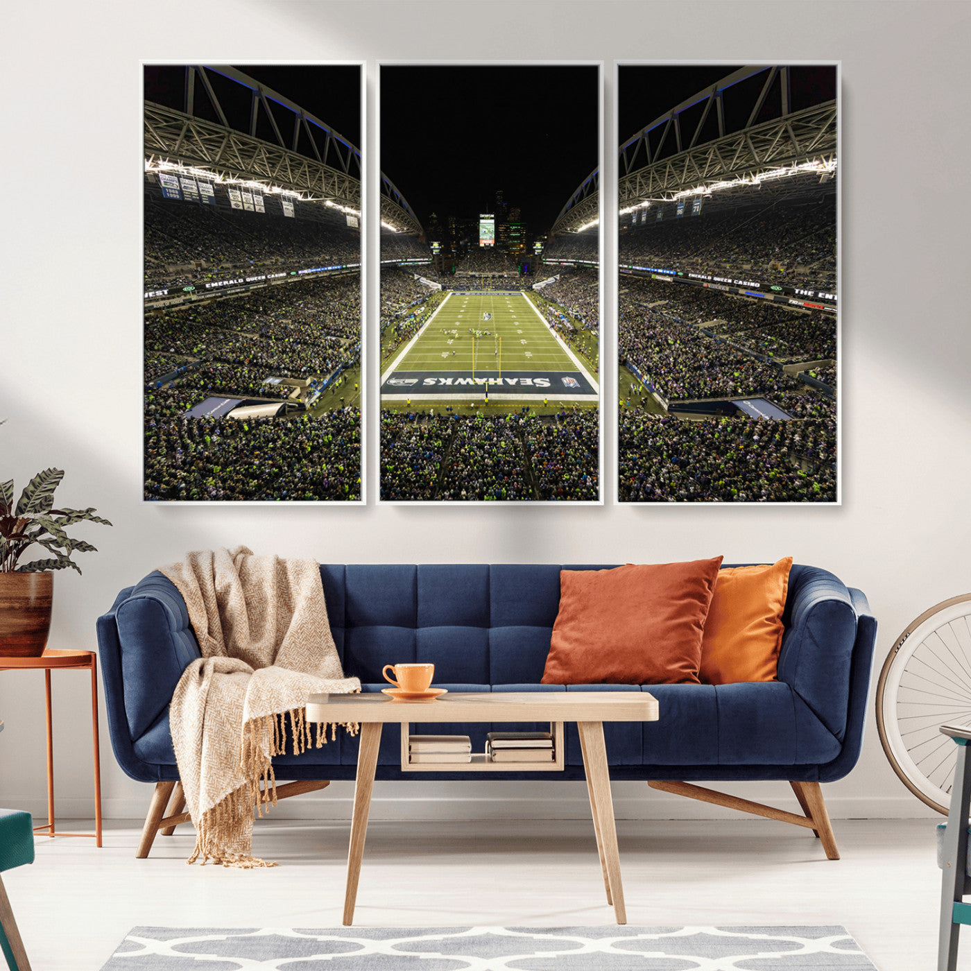 MGV-FC-48X32-3P - Seattle Seahawks Football Team Print Wall Art - Seattle Century Link Field Stadium Wall Art Canvas