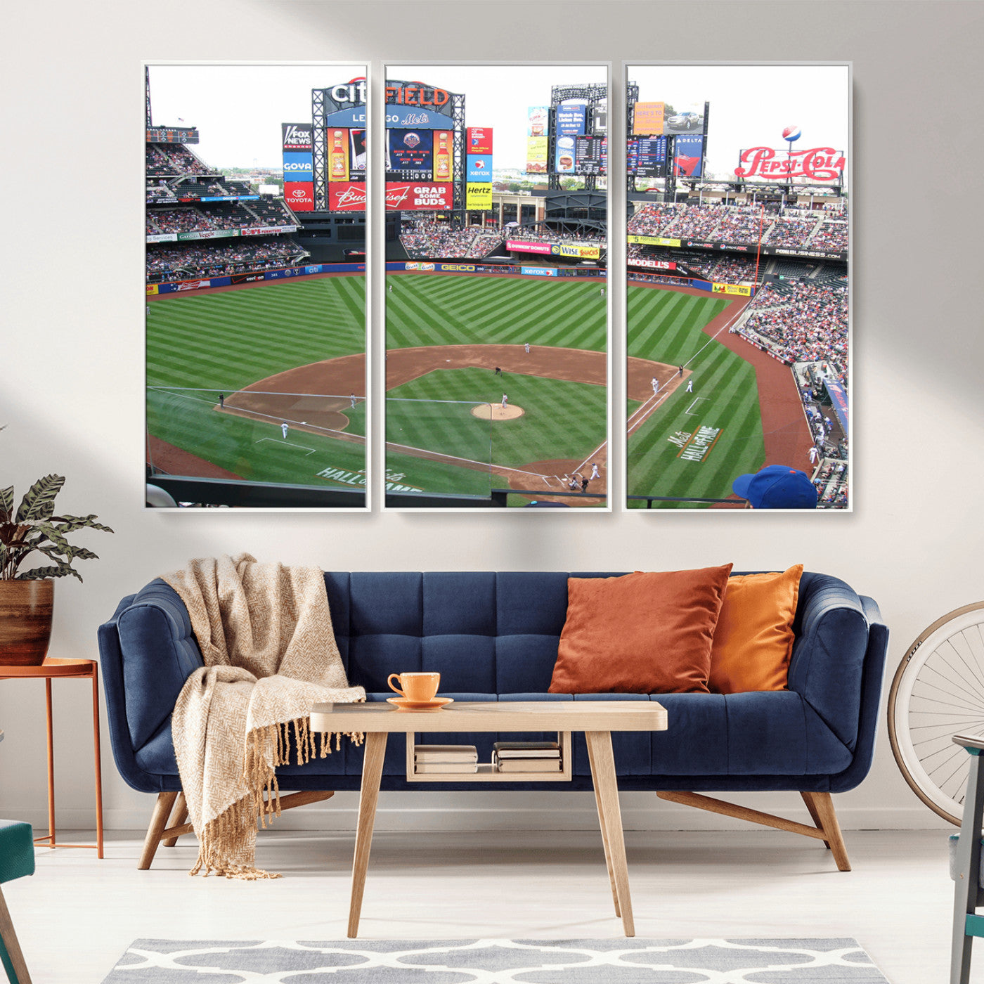 MGV-FC-48X32-3P - New York Mets Baseball Team Print - Citi Field Baseball Stadium Wall Art Canvas Print