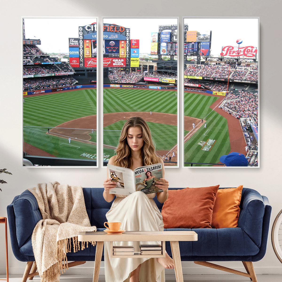 64829-MGV-CV-36X24 - New York Mets Baseball Team Print, Citi Field Baseball Stadium Wall Art