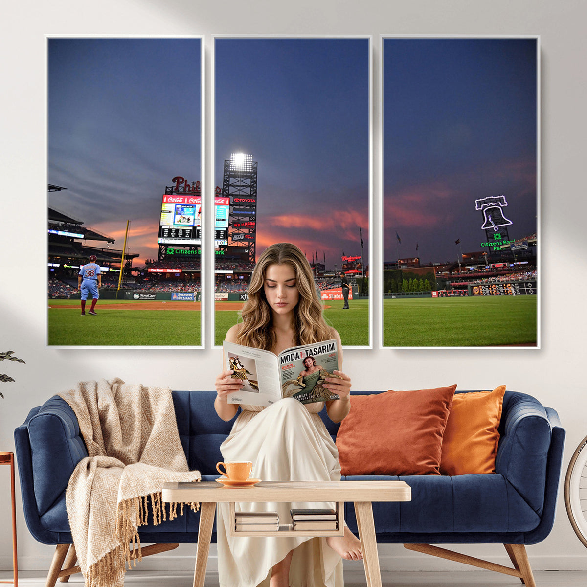 22594-MGV-CV-36X24 - Philadelphia Phillies Baseball Print - Philadelphia Citizens Bank Park Stadium Wall Art, Phillies