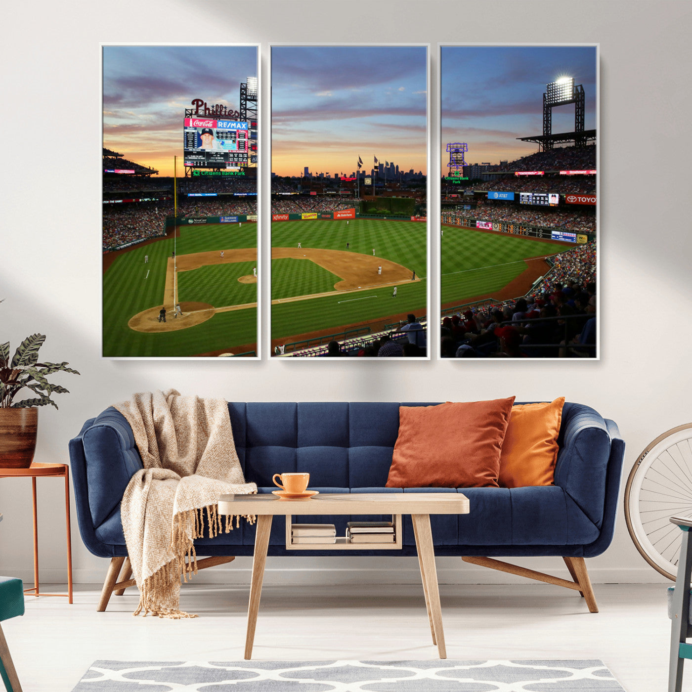 MGV-FC-48X32-3P - Citizens Bank Park Philadelphia Phillies Wall Art Canvas | 3-Panel Canvas Print of Phillies Stadium