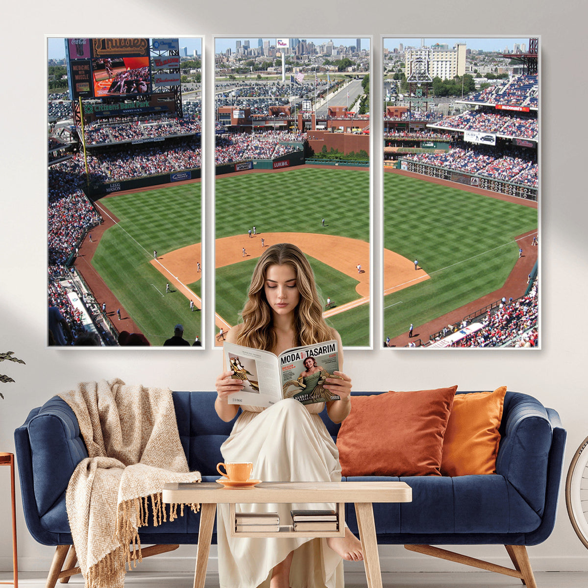 85755-MGV-CV-36X24 - Philadelphia Phillies Baseball Team Print - Philadelphia Citizens Bank Park Stadium Wall Art Canvas