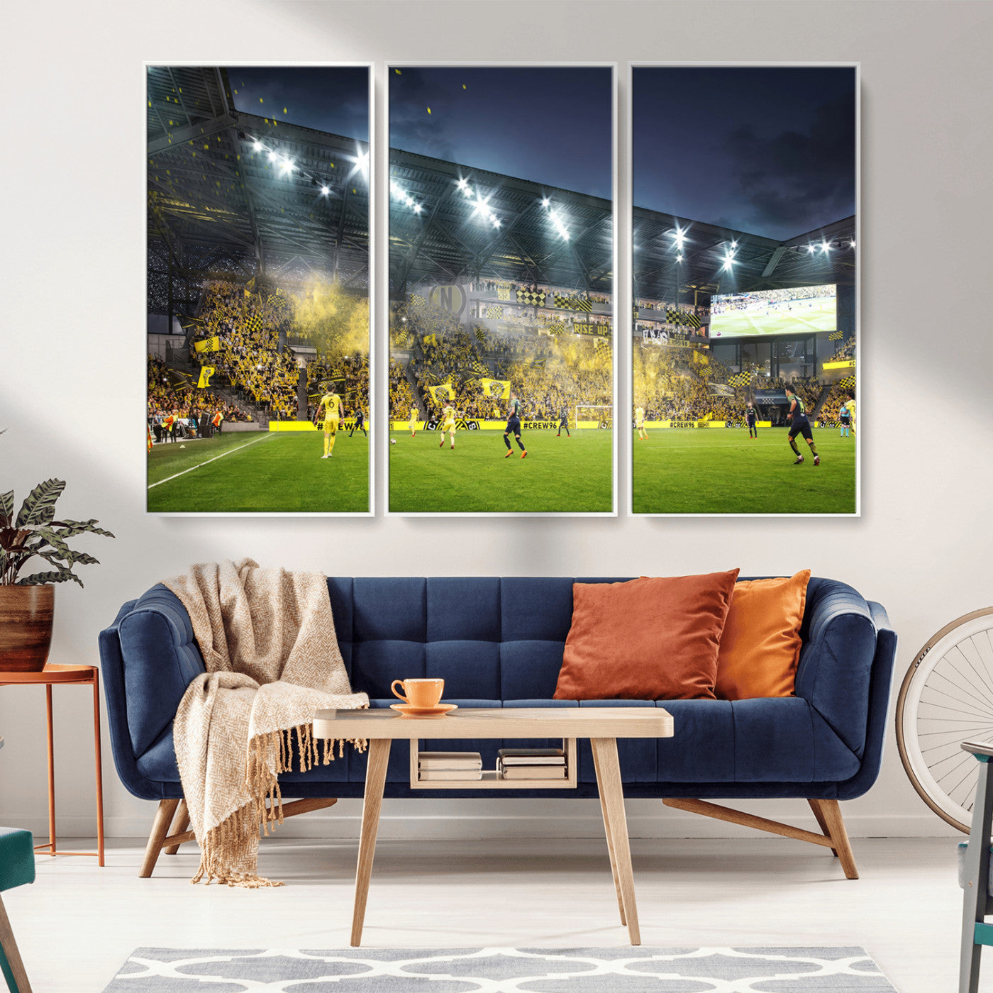MGV-FC-48X32-3P - Columbus Crew Stadium Match Triple Canvas Wall Art - Dynamic MLS Game Scene Canvas Wall Art