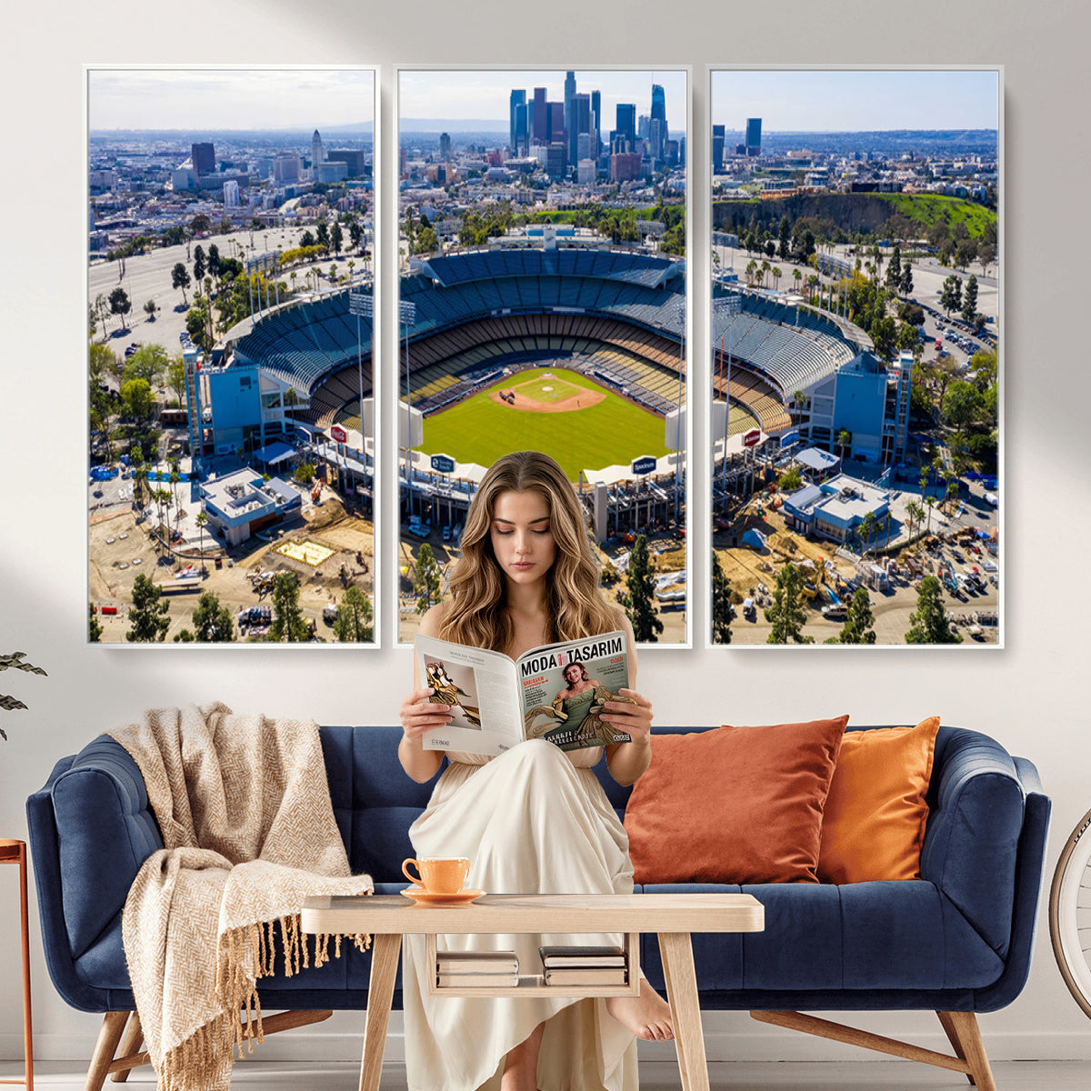 58596-MGV-CV-36X24 - Los Angeles Dodgers Dodger Stadium Wall Art Canvas Print, Extra Large Game Room Wall Decor
