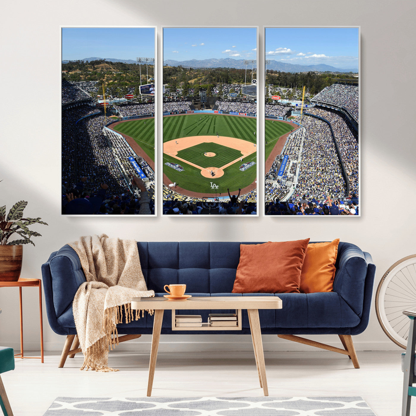 MGV-FC-48X32-3P - Los Angeles Dodgers Dodger Stadium Wall Art Canvas Print - MLB Baseball Stadium Wall Art Canvas