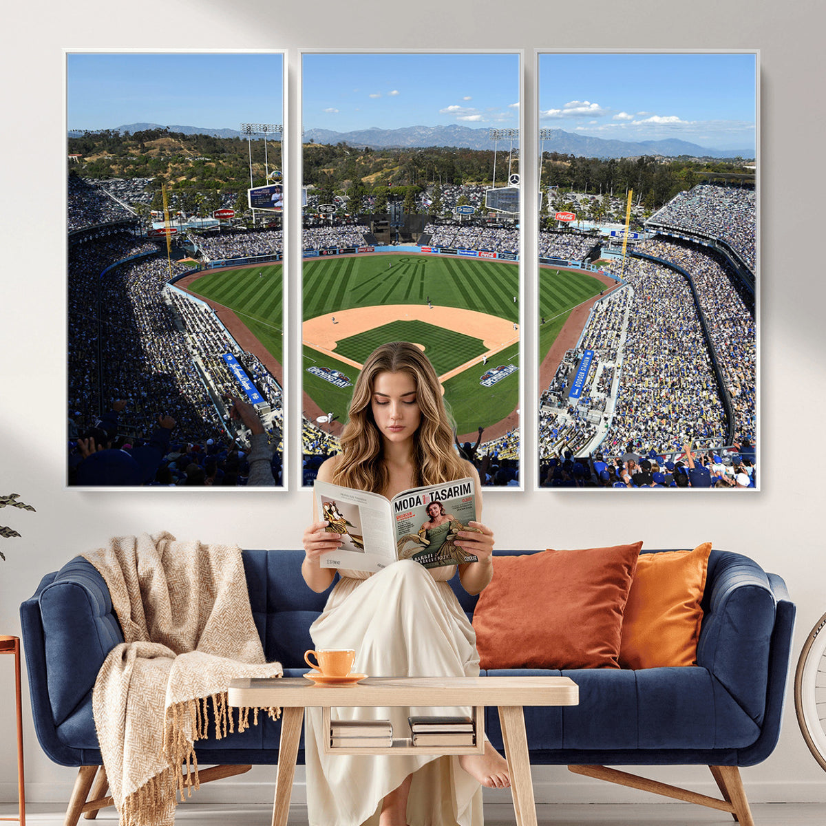 20436-MGV-CV-36X24 - Los Angeles Dodgers Dodger Stadium Wall Art Canvas Print, Framed and Ready to Hang