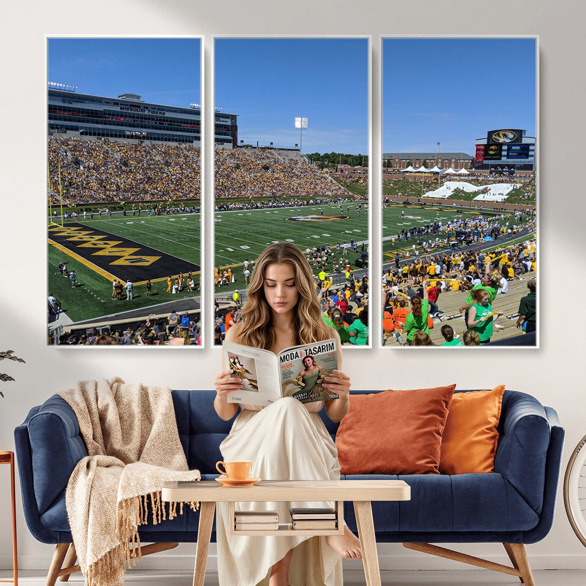 38399-MGV-CV-36X24 - University of Missouri Tigers Football Team Print, Columbia Faurot Field Memorial Stadium Wall Art