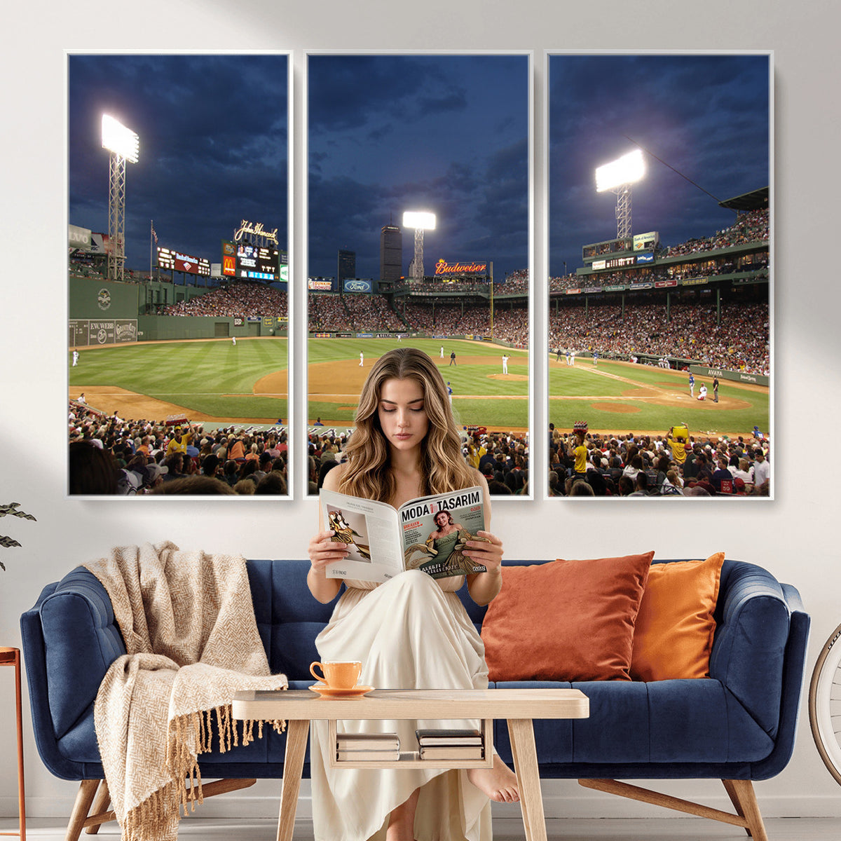 85099-MGV-CV-36X24 - Boston Red Sox Baseball Team Print Canvas, Massachusetts Fenway Park Stadium Wall Art