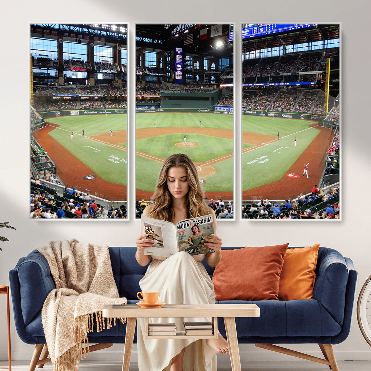 78468-MGV-CV-36X24 - Texas Rangers Baseball Team Print, Arlington Globe Life Field Stadium Wall Art