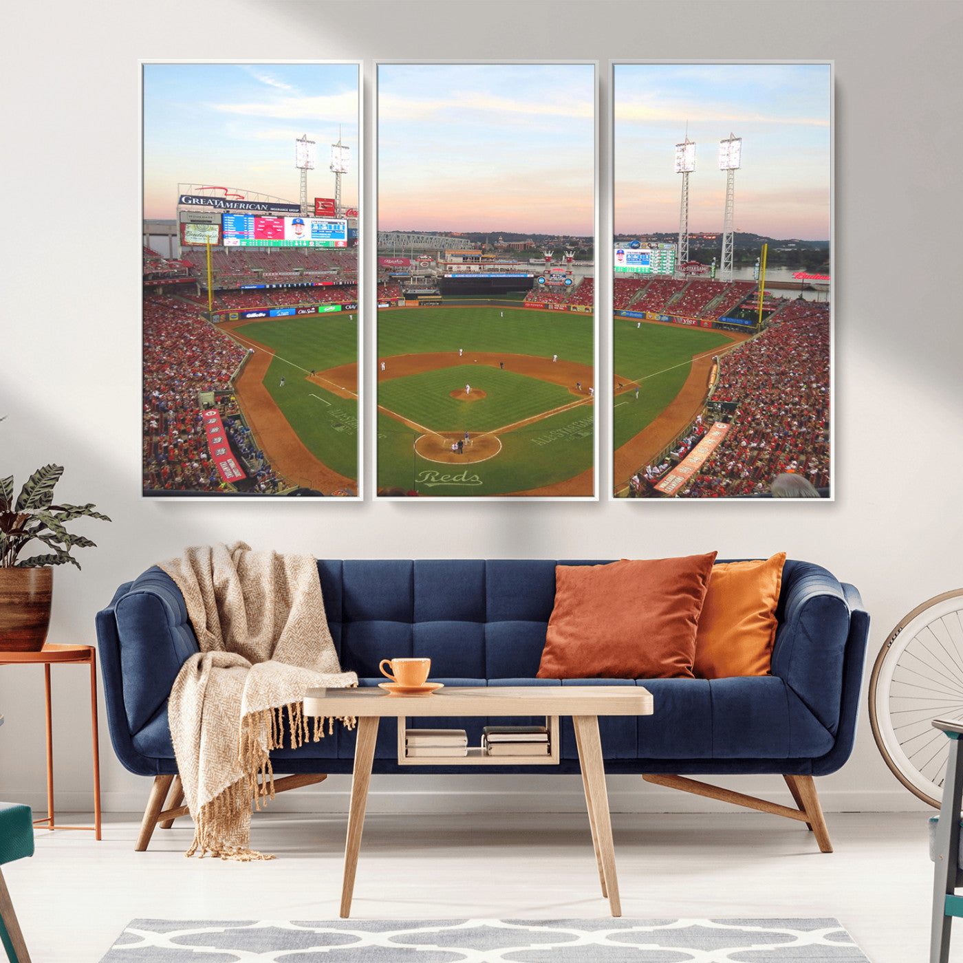 MGV-FC-48X32-3P - Cincinnati Reds Baseball Print Canvas- Cincinnati Great American Ball Park Stadium Wall Art Canvas