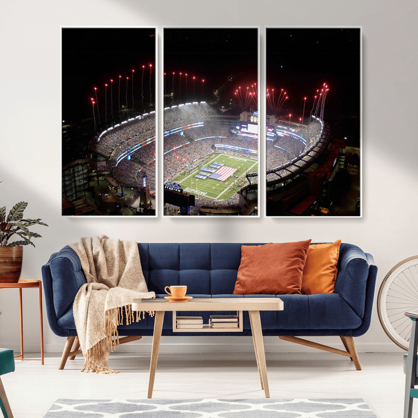 MGV-FC-48X32-3P - New England Patriots Team Print Wall Art- Foxborough Gillette Stadium Wall Art Canvas Print