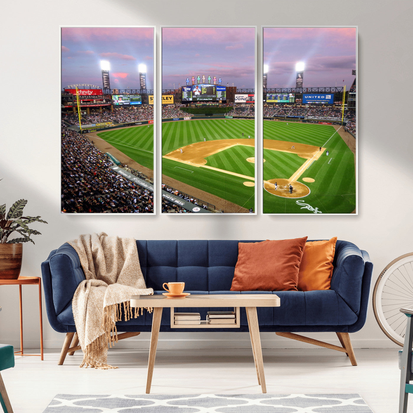 MGV-FC-48X32-3P - Chicago White Sox Baseball Team Print Canvas- Guaranteed Rate Field Stadium Wall Art Canvas Print