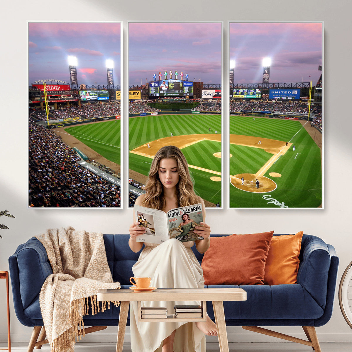 38470-MGV-CV-36X24 - Chicago White Sox Baseball Team Print Canvas, Guaranteed Rate Field Stadium Wall Art