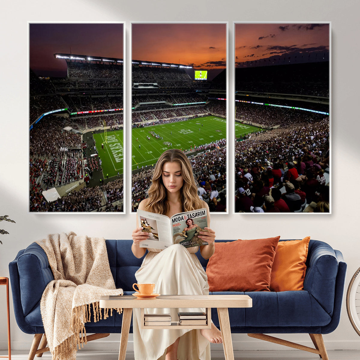 45603-MGV-CV-36X24 - Texas A&M Aggies Football Team Print, College Station Kyle Field Stadium Canvas Wall Art