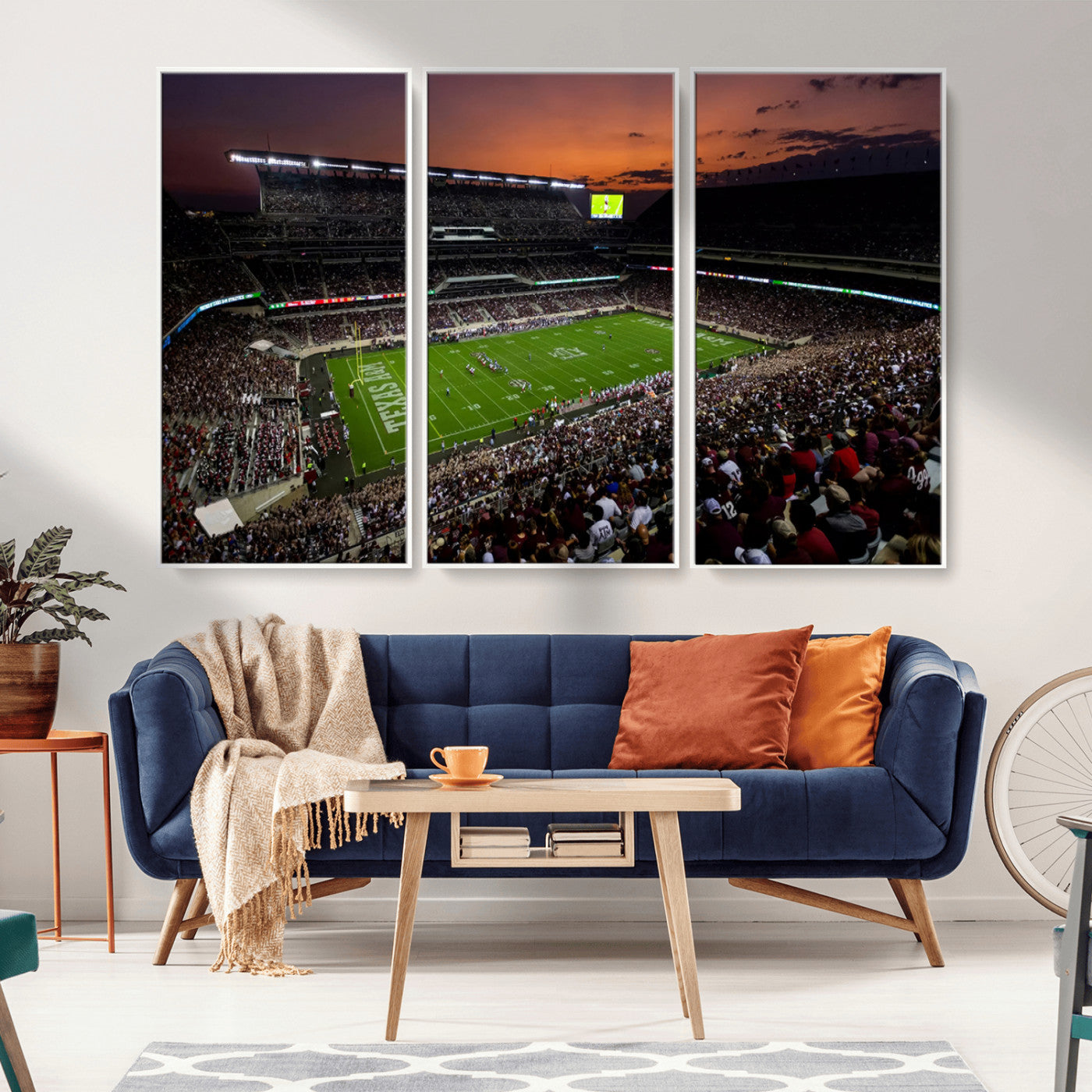 MGV-FC-48X32-3P - Texas A&M Aggies Football Team Print - College Station Kyle Field Stadium Wall Art Canvas Print